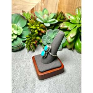 Antionette Martinez Kingman Dainty <b>Ring</b> with <b>Turquoise</b> & Sterling Silver Smooth Bezel Setting Size 9.25 for Everyday Wear - Product Image 3
