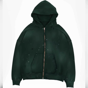 Sudadera con Capucha de Forro Polar para Hombre, Diseño Desgastado con Lavado Ácido, Transpirable, Cómoda, Bordada, Lisa, Teñida, OEM, Gran Oferta - Product Image 2