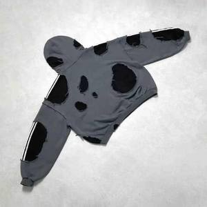 เสื้อฮู้ดแขนยาวสไตล์วินเทจทำสีซีดแบบทำเอง ประดับด้วยคริสตัลขนาดใหญ่ ดีไซน์เนอร์ฮู้ดดี้สำหรับผู้ชาย - Product Image 5