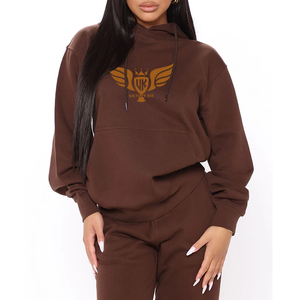 Logo avant en polaire imprimé par sublimation personnalisée pour femmes respirant léger écologique 2 pièces pantalon de survêtement ensemble de sweat-shirt pour - Product Image 3