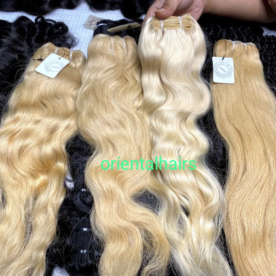 10- 30 Inches South Indian Raw Indian Blonde Natural Wavy Hair #613