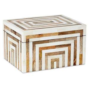 ทรงกลมคุณภาพสูงกระดูกทํางานสีเบจรูปแบบเรขาคณิตกล่องเครื่องประดับฝังกระดูกทํางานขัด - Product Image 4