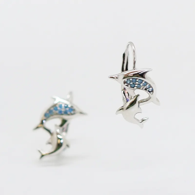 Sweet Lovely Swordfish Earrings Cubic Zirconia Beautiful Silver Animal Cute Romantic Earrings Women