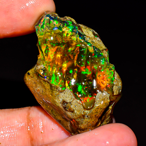 Pierre précieuse en vrac, opale de feu flashy, pierre précieuse d'opale naturelle, pierre précieuse brute d'opale éthiopienne, opale éthiopienne brute, 47.5 Ct. R-161 - Product Image 1