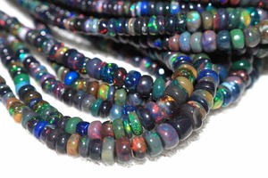 AA Grade Natural Ethiopian Opal Beads Multi <b>Fire</b> Welo Opal Smooth Rondelle 3-5mm Black Opal Strand Third Party Appraisal for - Product Image 3
