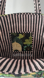 Handmade Boho Floral Embroidered Quilted Cotton Tote <b>Bag</b> for <b>Women</b> Zipper Closure Shoulder Purse for <b>Travel</b> <b>Weekender</b> Large Size - Product Image 5