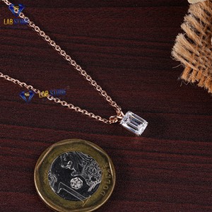 1,23 TDW Emerald Cut Diamond Rose Gold Pendant by Labstone / Where Dreams Shine Bright/Color DE LA EF-VS - Product Image 4