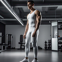 Leggings de Compresión para Hombre, Spandex/Poliéster, Pantalones Ajustados para Entrenamiento y Fitness, Secado Rápido, Transpirables, Antibacterianos, Protección UV