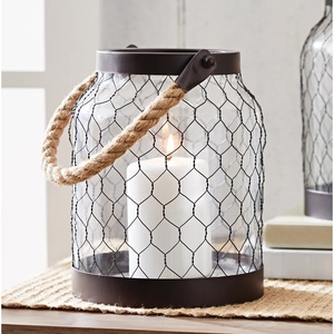 Lanterne à bougie antique noire décorative de dernière conception pour la décoration d'intérieur et extérieure suspendue avec poignée en jute - Product Image 4