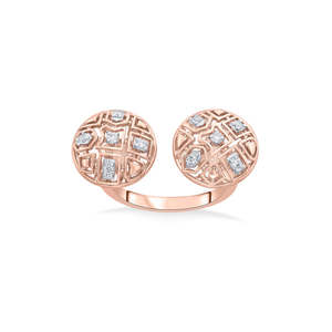 Anillo de Diamantes con Dos Esferas, Estilo Vintage, Geométrico, Ajustable, con Engaste de Garras, Certificado por CNAS - Product Image 3