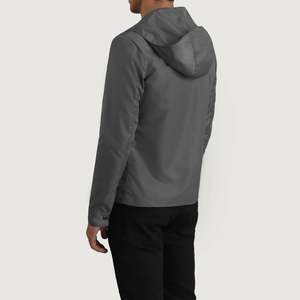 Veste coupe-vent à capuche Wesley Grey XL pour l'extérieur, en tissu softshell résistant, imperméable, coupe-vent, en polyester enduit, coupe ample - Product Image 5