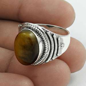Bijoux bohèmes délicats en argent sterling 925 massif, pierre précieuse naturelle œil de tigre authentique, best-seller, pour hommes et femmes - Product Image 2