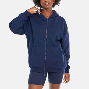 Recién llegado 2025 100% algodón personalizado DTG logotipo impreso señoras cremallera Sudadera con capucha de gran tamaño gota hombro streetwear sudaderas con capucha de las mujeres - Product Image 5