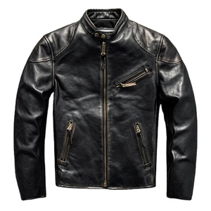 2025 hommes en peau de mouton en cuir veste décontractée coupe ajustée manteau court pour printemps automne hiver tenue de mode - Product Image 1