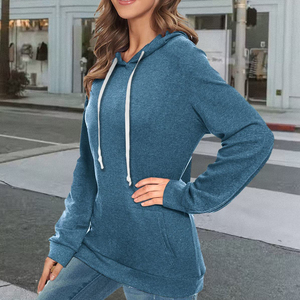Sudadera con capucha personalizada para mujer, nuevo estilo, hombro caído, ropa de calle de punto transpirable ecológica para otoño con Logo frontal - Product Image 5