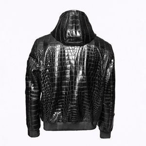 แจ็กเก็ตหนังจระเข้ลายนูนที่ทันสมัยพร้อมซับในเรียบและพื้นผิวที่โดดเด่นเหมาะสำหรับสไตล์สตรีทและหรูหรา - Product Image 2