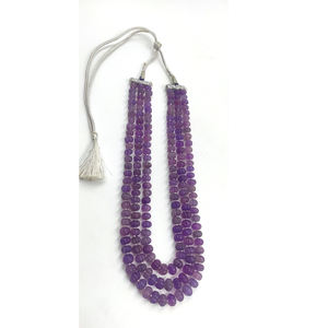 สร้อยคอหินควอตซ์สีชมพูอ่อน รูปทรงฟักทอง ขนาด 10-12 มม. ความยาว 22 นิ้ว 3 ชั้น สร้อยคอหินควอตซ์เมลอนแบบวินเทจ - Product Image 3