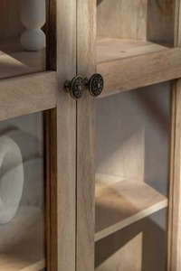 Mueble de Salón Moderno de Lujo, Vitrina de Madera Maciza de Mango con Puertas de Vidrio Templado, Muebles de Primera Calidad para Apartamentos y Hoteles - Product Image 3