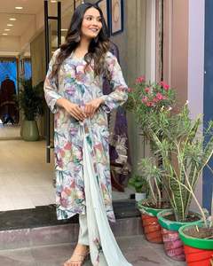 Vente chaude haute sur demande Pure Tebi Silk Kurti Pant With Moss Chiffon Dupatta au prix le plus bas Fournisseur de l'Inde - Product Image 5