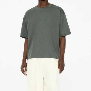 Venta al por mayor 100% algodón exterior Boxy camisetas para hombres transpirable gota hombro cuello redondo 260 gramos tela peso sólido disponible - Product Image 2