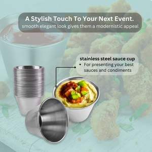 Impressions de logo personnalisé prix de gros de qualité alimentaire petits cornichons trempette ronde en acier inoxydable bol à sauce assaisonnement - Product Image 6