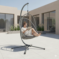 Fauteuil suspendu moderne en acier avec support, chaise à bascule d'extérieur avec coussin imperméable pour patio, jardin, balcon, école et parc