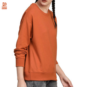 เสื้อสเวตเชิ้ตผู้หญิงแบบสั่งทำพิเศษสำหรับฤดูหนาว ผ้าแคนวาสคอตตอน 100% โลโก้ด้านหน้า สีพื้นเรียบง่าย คอกลม สวมใส่สบาย สีและขนาดตามสั่ง - Product Image 4