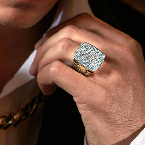 Chaîne de Monaco en or véritable massif Bague Nero Bijoux plaqués or Bague Moissanite en or jaune pour hommes Bijoux de mode - Product Image 5