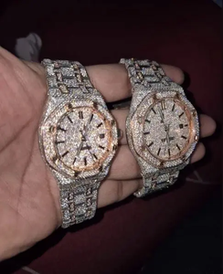 Reloj de diamantes Moissanite con diamantes brillantes redondos de Moissanite para hombres, colección de Hip Hop, reloj de acero inoxidable - Product Image 3