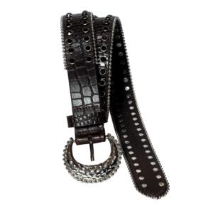 New Arrival Fashion Design Rivet <b>Studs</b> Full Grain Leather <b>Belt</b> Women's Jeans <b>Belt</b> Genuine Leather with Zinc Alloy Pin Buckle - Product Image 2