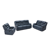 Ensemble de canapés inclinables convertibles Berfa en cuir PU écologique, 3 pièces, carrés, avec fonction de massage, inclinaison manuelle extensible pour salon