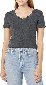 Prix d'usine direct T-shirt pour femmes Couleur unie Col en V Couleur unie T-shirt à manches courtes Vente en gros pour femmes - Product Image 4