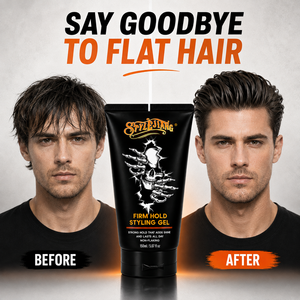 Gel Fijador para Cabello de Hombre, Fijación Fuerte, Sin Residuos, Estilo Pompadour, con Puntas, Parte Lateral, Aspecto Mojado - Product Image 1