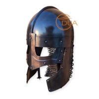 Authentique casque de guerrier viking-Armure nordique médiévale fabriquée à la main avec cotte de mailles, prêt pour le GN, finition portée au combat