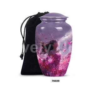 Urna para adultos de cremación de aluminio de mariposa grande hermosa para cenizas humanas, urna funeraria de tamaño completo con bolsa de terciopelo gratis - Product Image 5