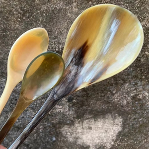 Cuillères élégantes en corne de buffle et de vache Collection de couverts jetables de qualité supérieure pour les fêtes - Product Image 1