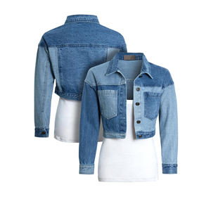 Econex-Veste en jean vintage surdimensionnée pour femmes, streetwear décontractée bleu délavé, veste en jean pour dames, vente en gros, 2025 - Product Image 2