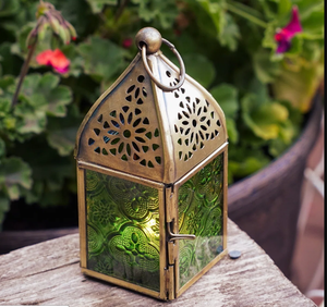Nouvelle lanterne en métal/verre de conception orientale marocaine, fabriquée à la main, écologique, pour la décoration intérieure/extérieure de la maison, pour Pâques - Product Image 1