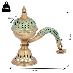 HF Crafts' Luxurious Mid-East Brass <b>Tealight</b> Incense Burner Handmade and Hand Painted Cheap Religious Incense Pot - Product Image 1