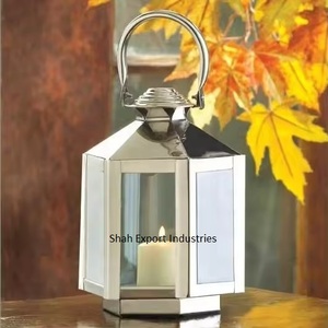 Linterna de vela blanca de metal/vidrio marroquí hecha a mano para el hogar y la boda Festival iluminación decoración linterna colgante - Product Image 4