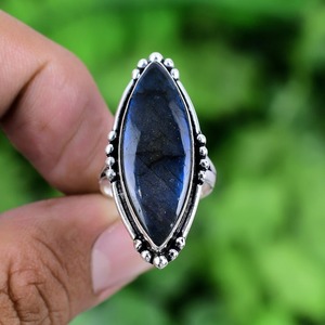 Plata de Ley 925 hecha a mano piedras preciosas labradorita Spinner promesa anillo joyería 925 Plata estampada alta calidad anillo de regalo de boda - Product Image 2