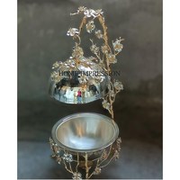 Support de fleurs en aluminium moulé, finition couleur argent, design élégant, plaqué or, texture martelée, pour une touche d'élégance à la maison