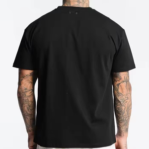 Camiseta para hombre de aspecto cómodo, camiseta suave de tela a base de algodón de gran tamaño con hilo alto - Product Image 4