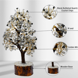 Pierre semi-précieuse naturelle quartz rutile pierre précieuse arbre 300 puces arbre de cristal Feng Shui Figurine pour la décoration de la maison - Product Image 3