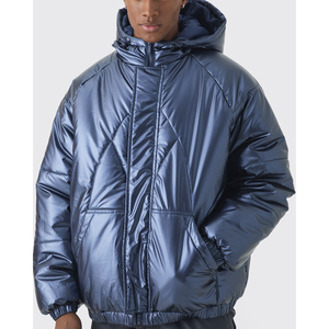 Custom Men's Winter Eco-Friendly Breathable <b>Thick</b> Sherpa <b>Fleece</b> Zip-Up Puffer <b>Jacket</b> with Pockets-OEM Manufacturer - Product Image 4