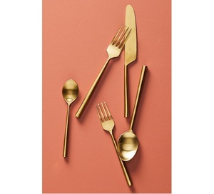 Juego de Cubiertos de Alta Gama, Diseño Único, Utensilios para Comer, Hechos a Mano, Juego de Cubiertos Modernos Dorados, Cubiertos Dorados para Servir Alimentos - Product Image 1