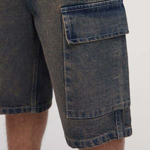 Shorts en toile denim classiques pour hommes, à la mode, à taille mi-haute, imperméables, avec cordon de serrage, respirants, poches latérales, décontractés - Product Image 6