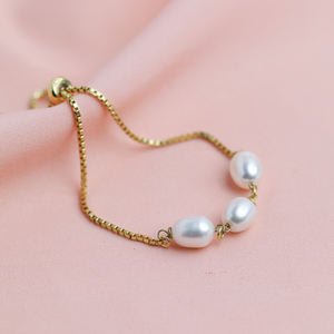 Pulsera de Perlas de Agua Dulce con Diseño de Cadena de Cubos, Hecha a Mano en Turquía, Plata de Ley 925, Chapada en Oro, Ideal para Regalo o Fiesta - Product Image 4