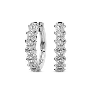 Elegantes Pendientes de Aro con Diamantes Cultivados en Laboratorio, Ovalados, 1 Ct Tw, Color F-G, Claridad VS, 14 Diamantes, Oro Sólido de 14K, Línea Brillante, Joyería Fina - Product Image 1