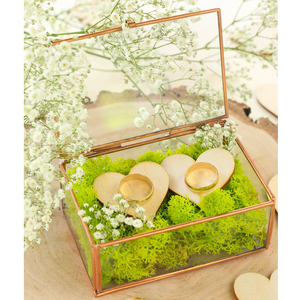Nouveau dernier Design métal et verre bijoux boîte à bagues qualité d'exportation forme personnalisée taille moyenne boîte à bagues en métal or fini - Product Image 4